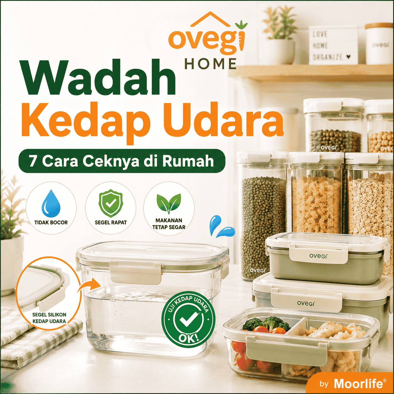 Wadah kedap udara dan cara cek tutup serta seal wadah makanan
